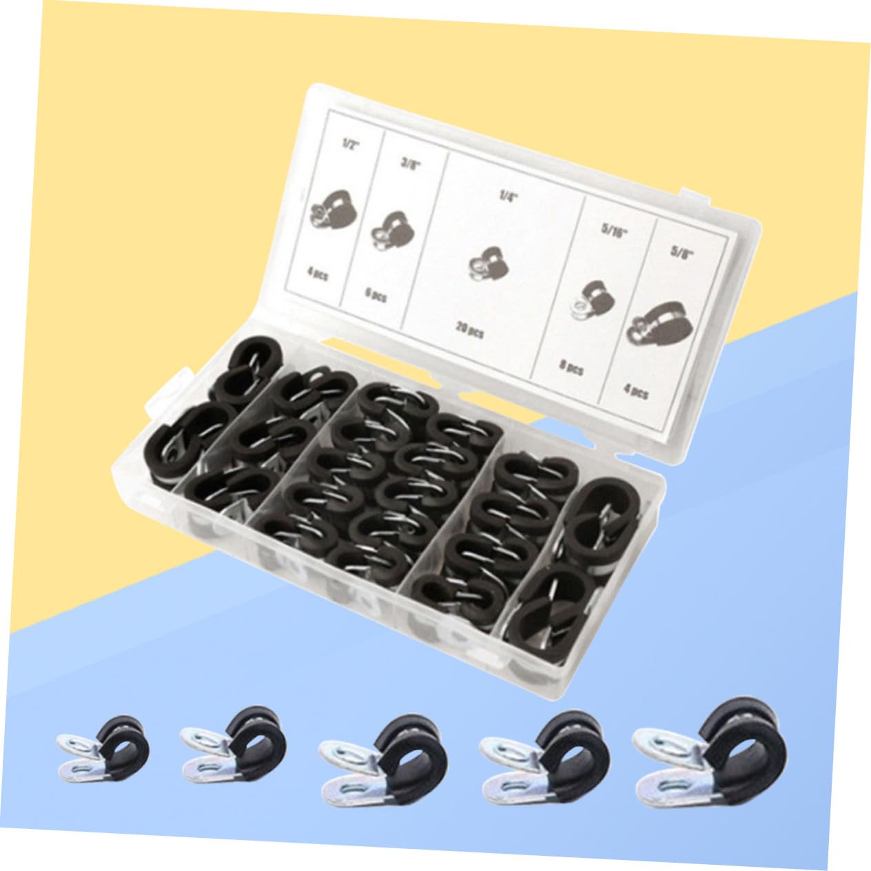 42 Stück Teiliges Schlauchschellen Set aus Verzinkte Langlebige Schlauchklemmen für Auto Wasser und Luftschläuche Geeignet für Kraftstoffleitungen und Silikonschläuche Praktische