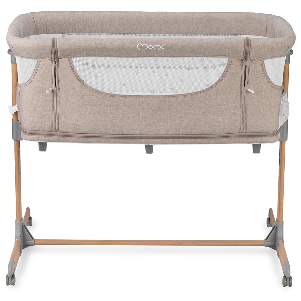 Momi Lettino multifunzione SMART BED 4-in-1, lettino co-sleeping e box, per bambini fino a 15 kg di peso, con altezza regolabile a 5 livelli, con materassino, cinghie di fissaggio e rotelle
