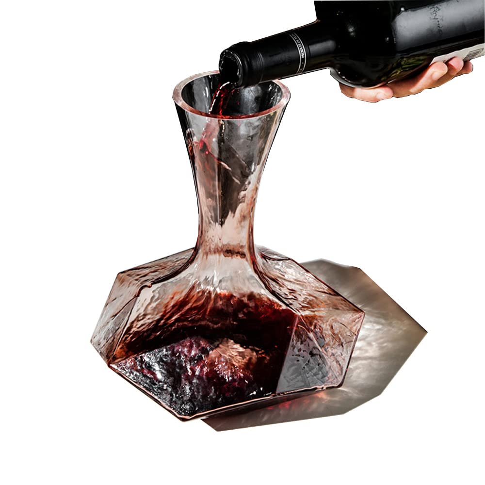 STARRY G Decantador de vino tinto, Jarra de decantador de vino, Decantador de geometría, Decantador de forma de diamante de rayas frías, Decantador de cristal sin plomo de 1.3L para entusiastas del
