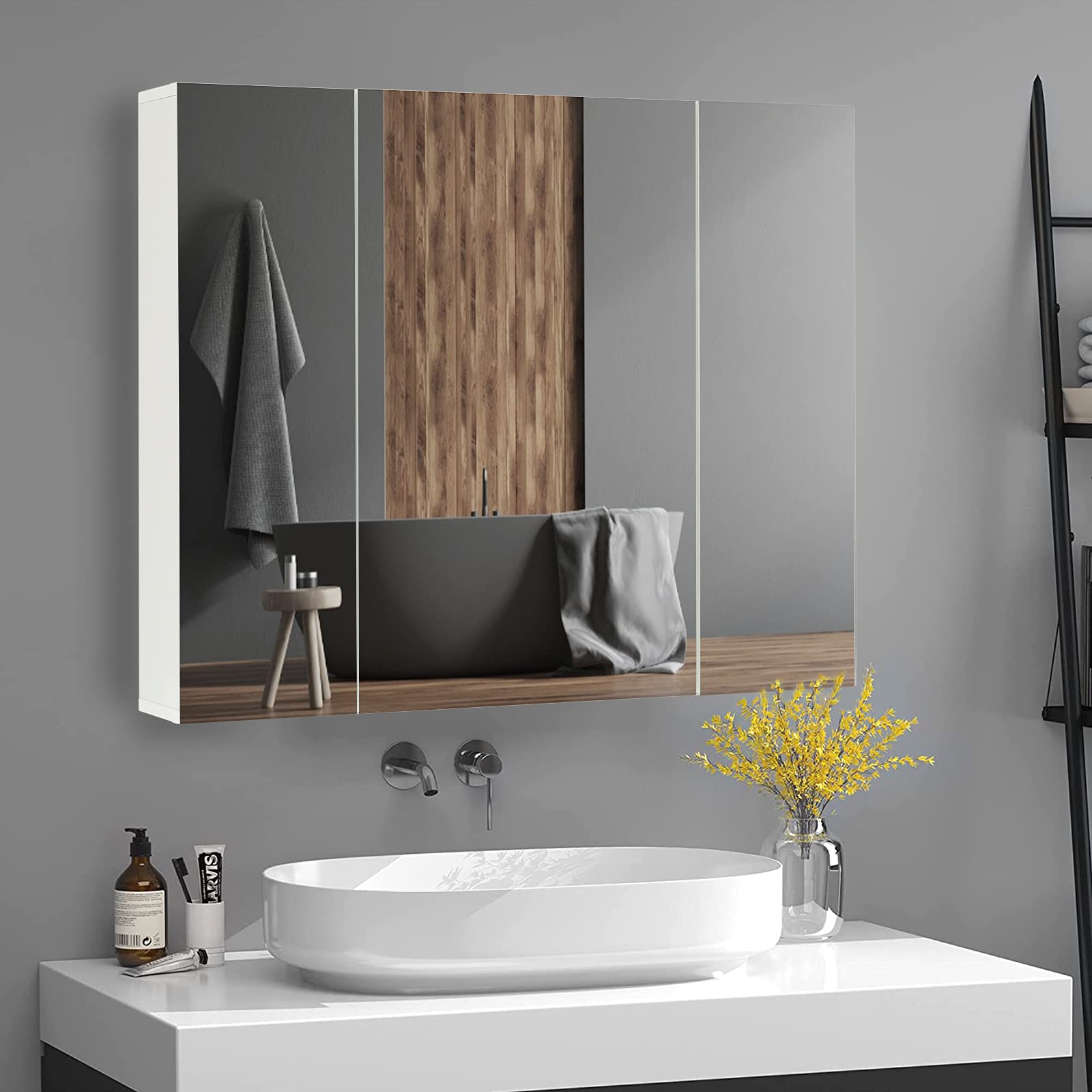 Buy DICTAC Bathroom Mirror Wall ed, 3Door Storage
