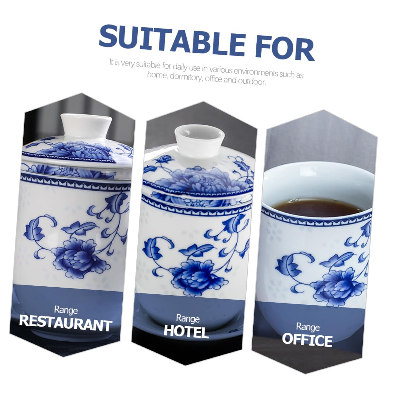 Toyvian Taza de Té de Clásica con Filtro y Tapa Diseño Azul y para Apto para Hogar Oficina y Restaurante
