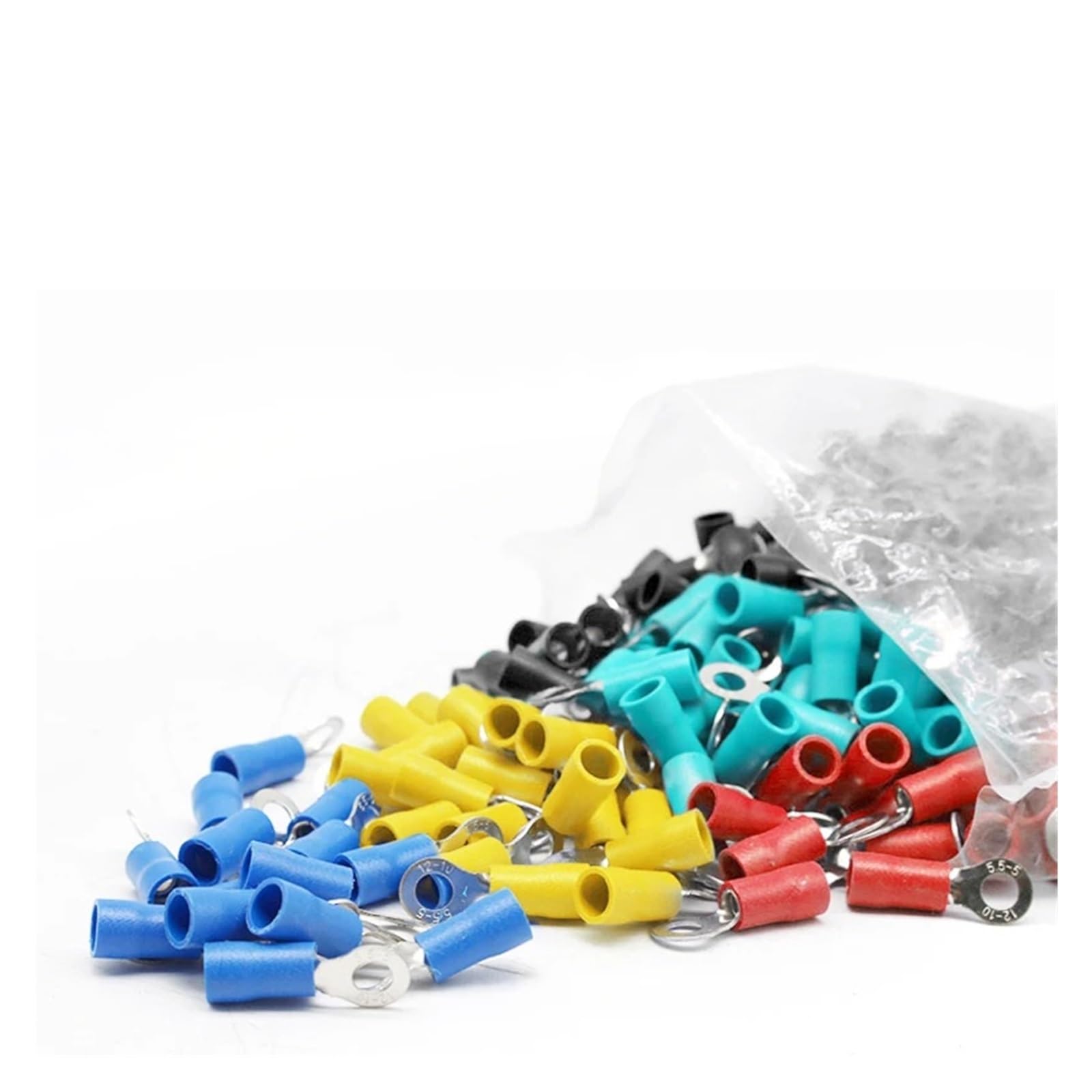 Terminal de crimpado eléctrico, Paquete de 50 Kit de terminales de engarzado aislados Serie RV Multicolor for Cable 22-16-8 AWG 0,5-6 mm(Green,RV5.5-10)