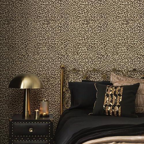 JiffDiff Leopard Print Peel and Stick Wallpaper, Waterproof Removable Self Adhesive Textured Wall Paper, Yellow Unique Funky Cheetah Contact Paper for Bedroom and Bathroom 480"X17.3"(57.6 sq. ft) by JiffDiff - Used condition - Image 2