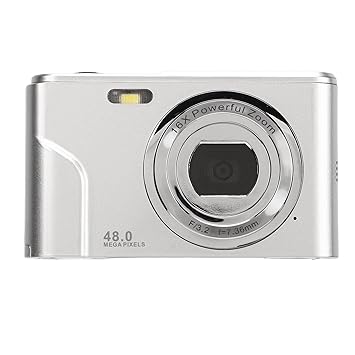Goshyda 48Mp Digital 128 GB Camera 16X Zoom, 1080P, 2.4 Inch Ips Display, Compact Pocket Camera For Travel, Graduation, Wedding Ceremonies (Silver)