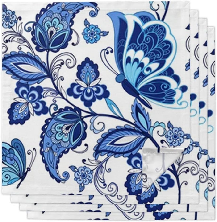 Vintage Flowers Table Napkins Cloth Set Handkerchief Wedding Party Placemat Birthday Banquet Tea