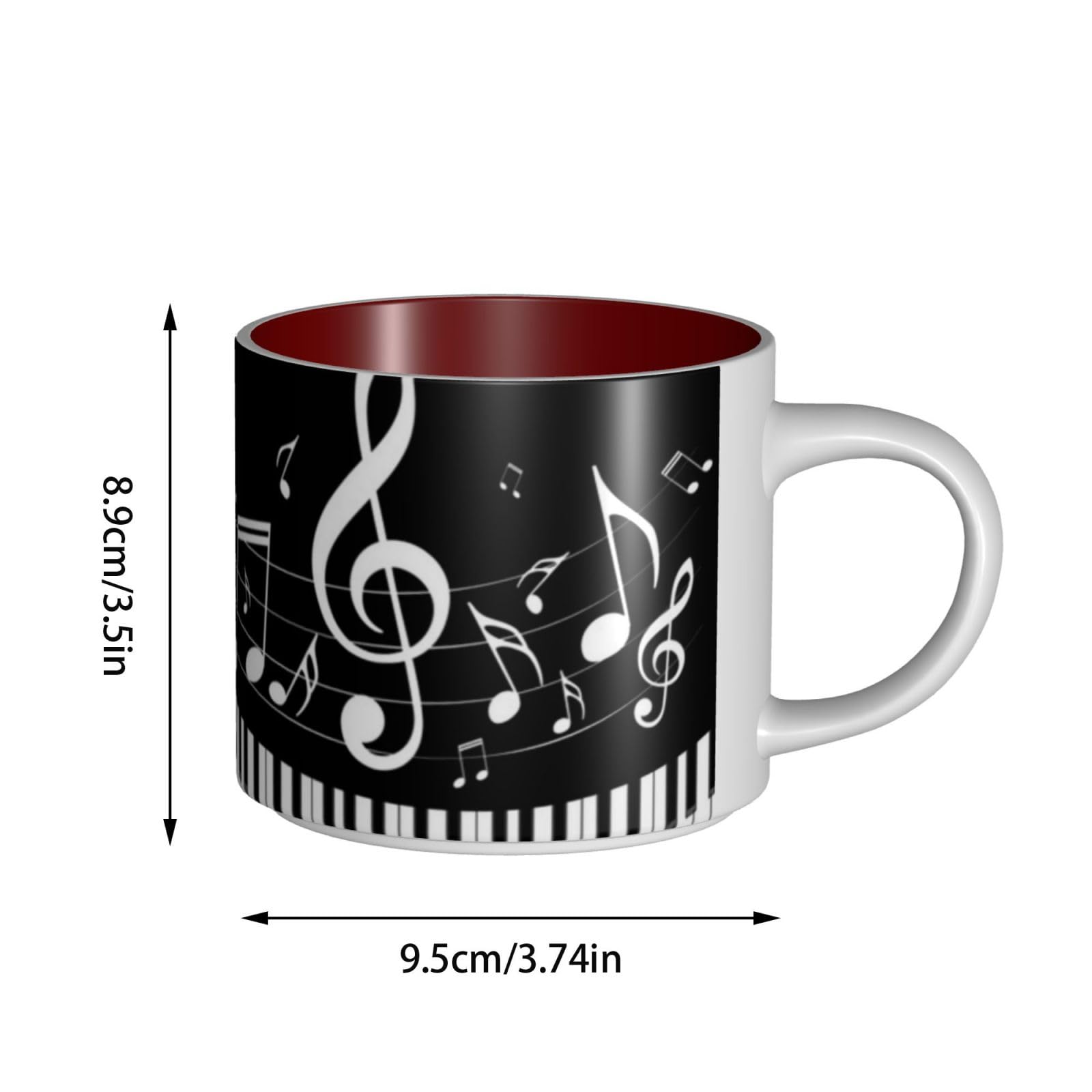 Tazza da caffè in ceramica con stampa note musicali bianche e nere