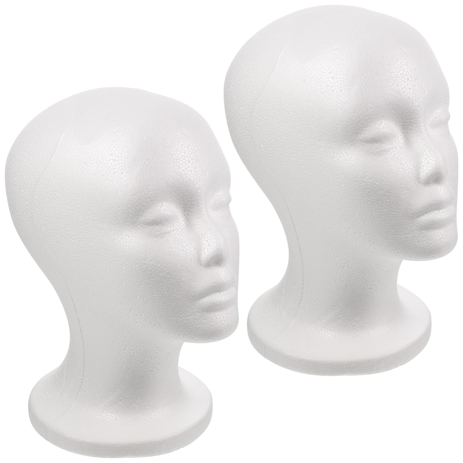 Testa di Manichino in Schiuma Bianca 2 Pezzi per Esposizione Parrucche Cappelli Occhiali Uso Professionale in Saloni e Negozi