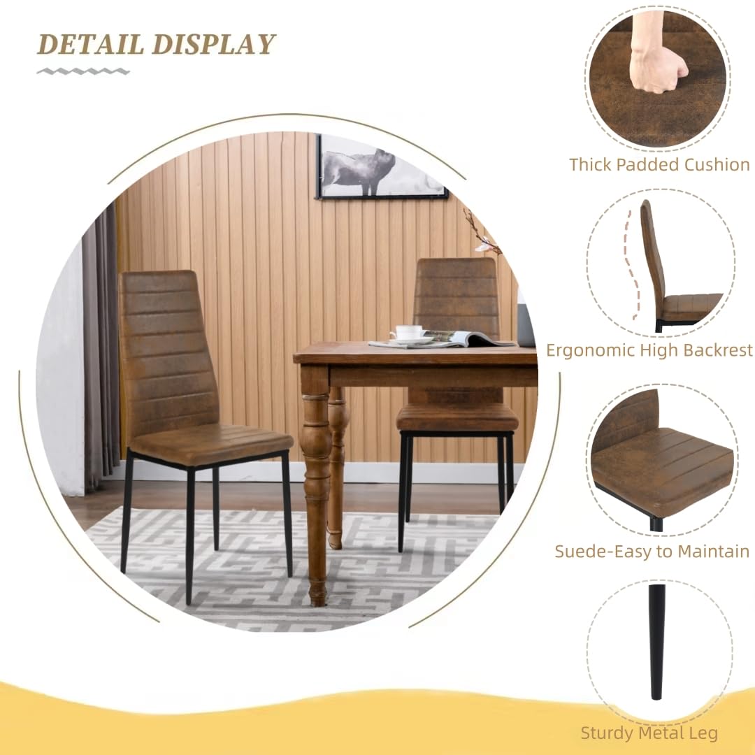 Set 4 Sedie Moderne Da Pranzo Imbottite In Camoscio - Gambe Metallo - Per Cucina, Sala, Ristorante