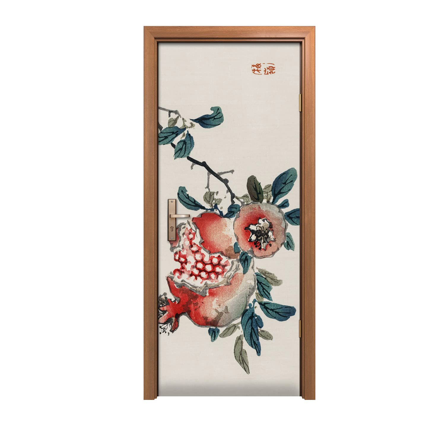Autocollant de porte fruit asiatique pour salon au design zen 80x200