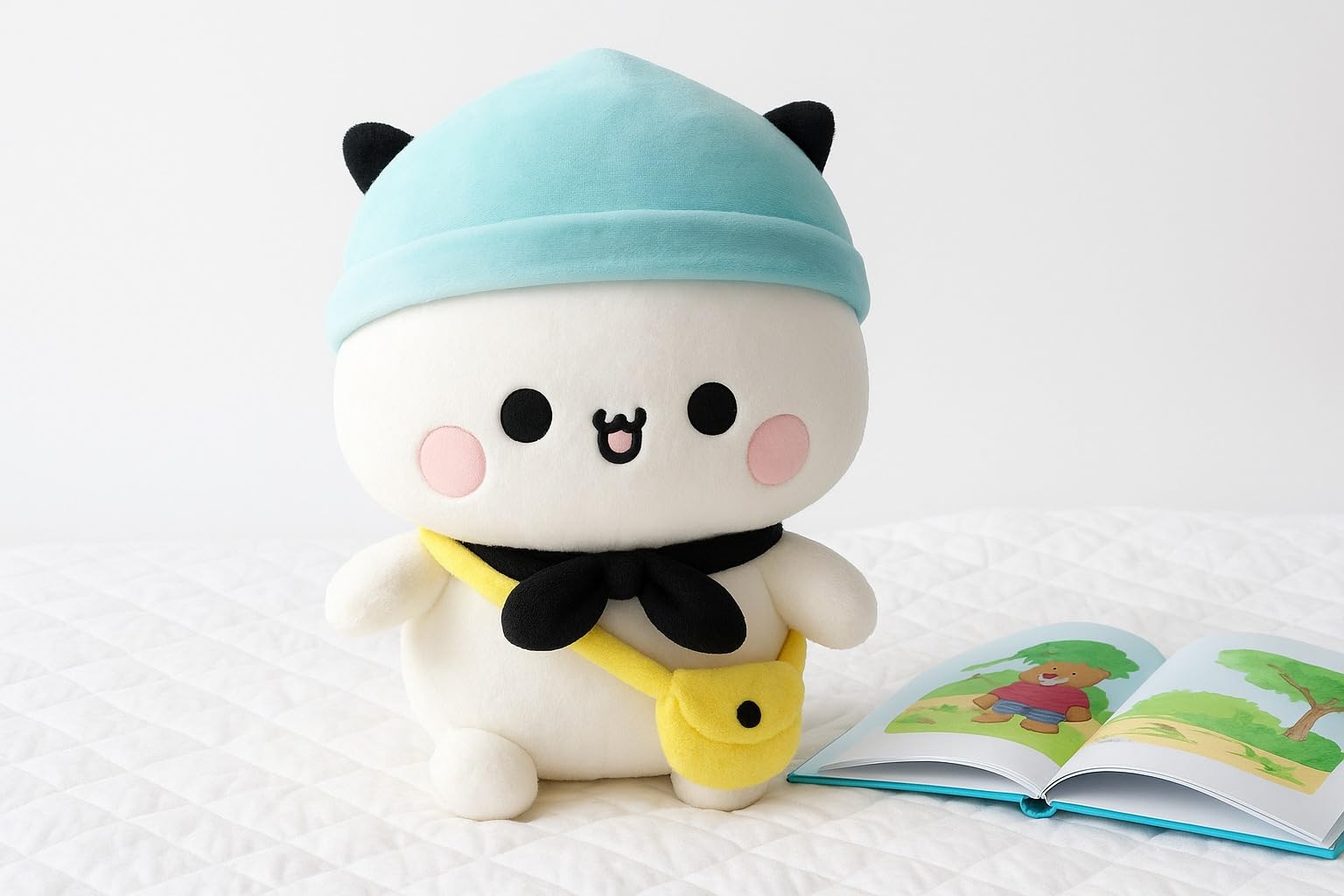 Bubu Plush Toy – Soft & Huggable Plush Doll with Blue Cap & Yellow Bag for Kids, Cute Stuffed Soft Toy for Boys & Girls,30 cm (White)-image-48