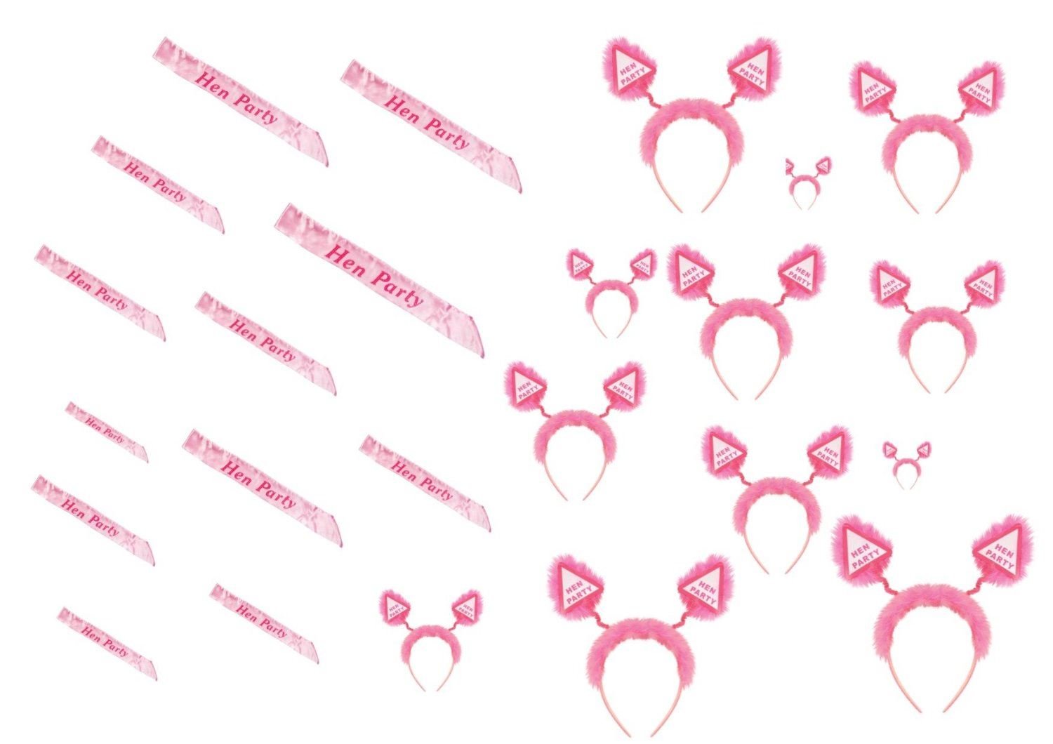 Pack of 12 x Hen Party Sashes and 12 x Hen Party Head Boppers, Hen Girls Night Out Parties Hen Do Bachelorrete Fancy Dress Accessories