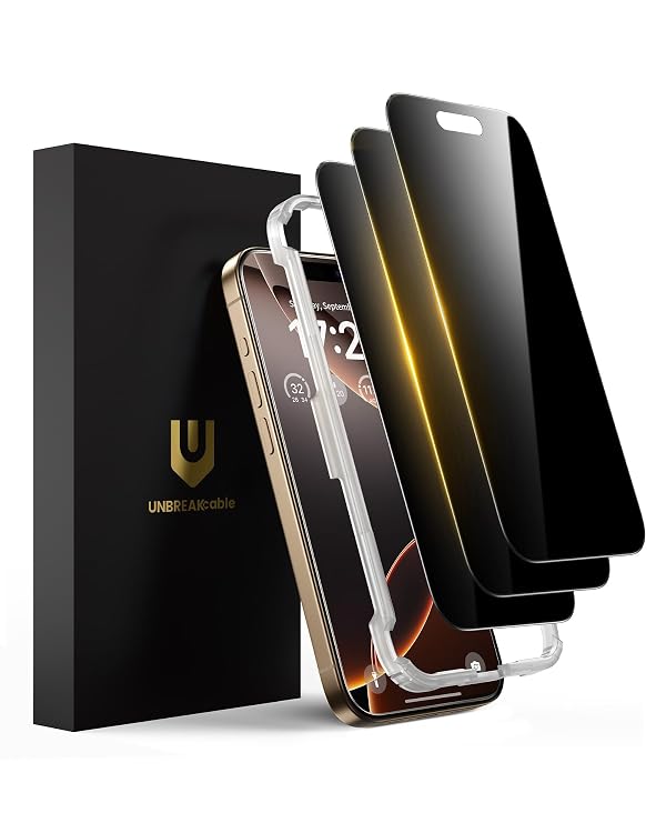 UNBREAKcable Privacy Screen Protector for iPhone 16 Pro-3 Pack by UNBREAKcable - Used condition - US$20.79
