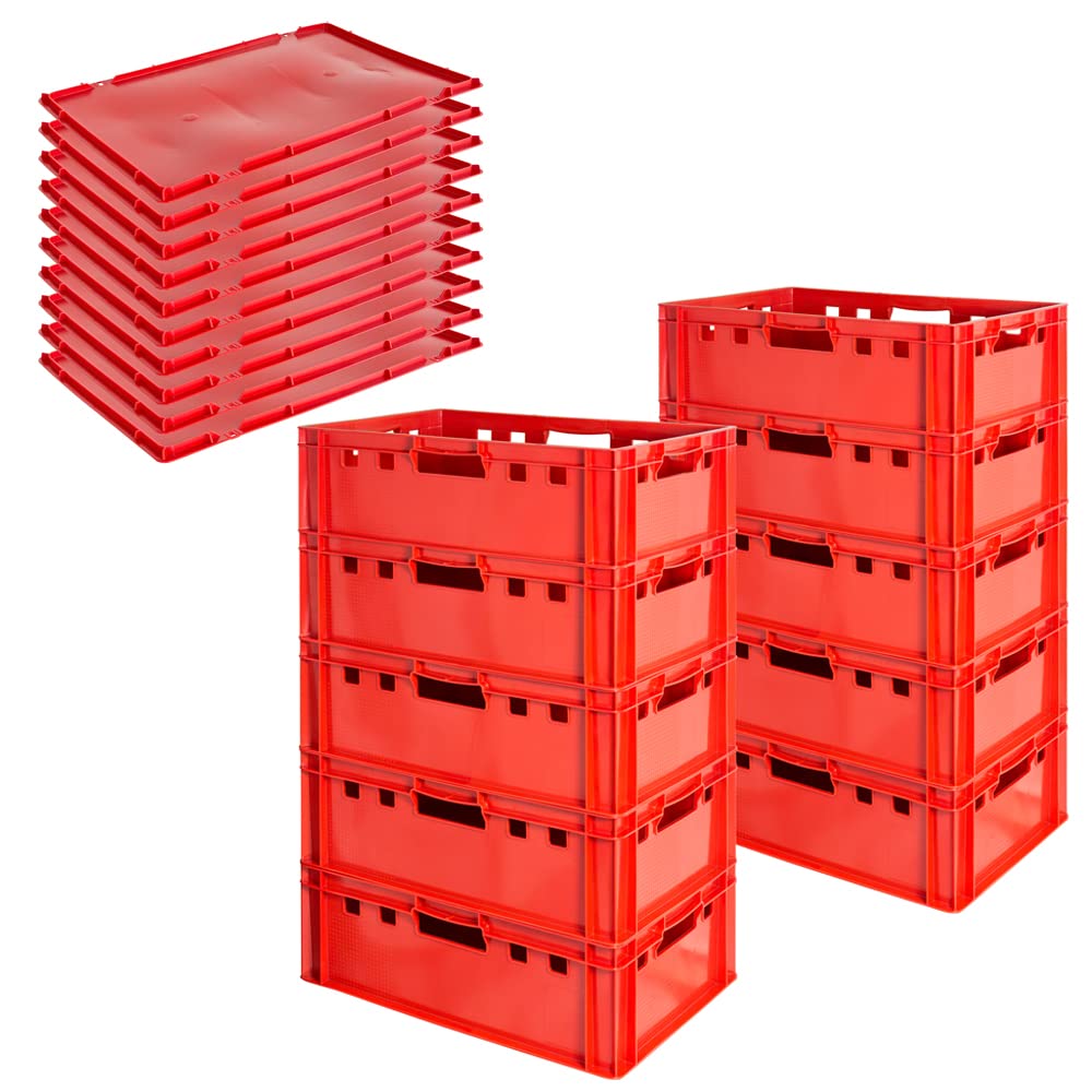 Kingpower - Caja para carnicería, E2, con tapa, 60 x 40 cm, color rojo