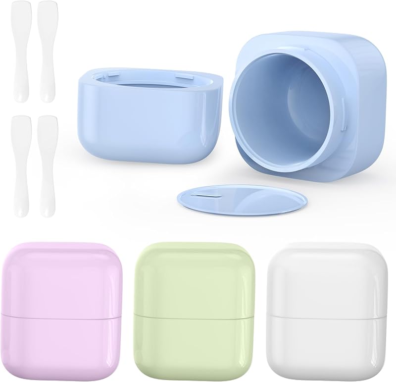Frascos recarregáveis para cosméticos Lhelca com tampa flip-top, 30 mL, conjunto com 4 frascos e 4 espátulas