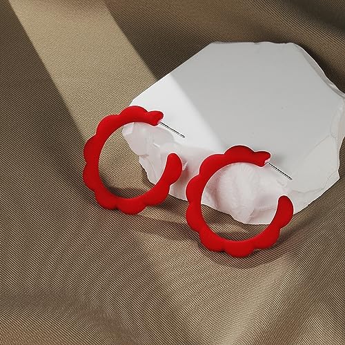 Acrylic Flower Hoop Earrings, Lightweight Floral Open Hoops Candy Color Hoop Earrings for Women3