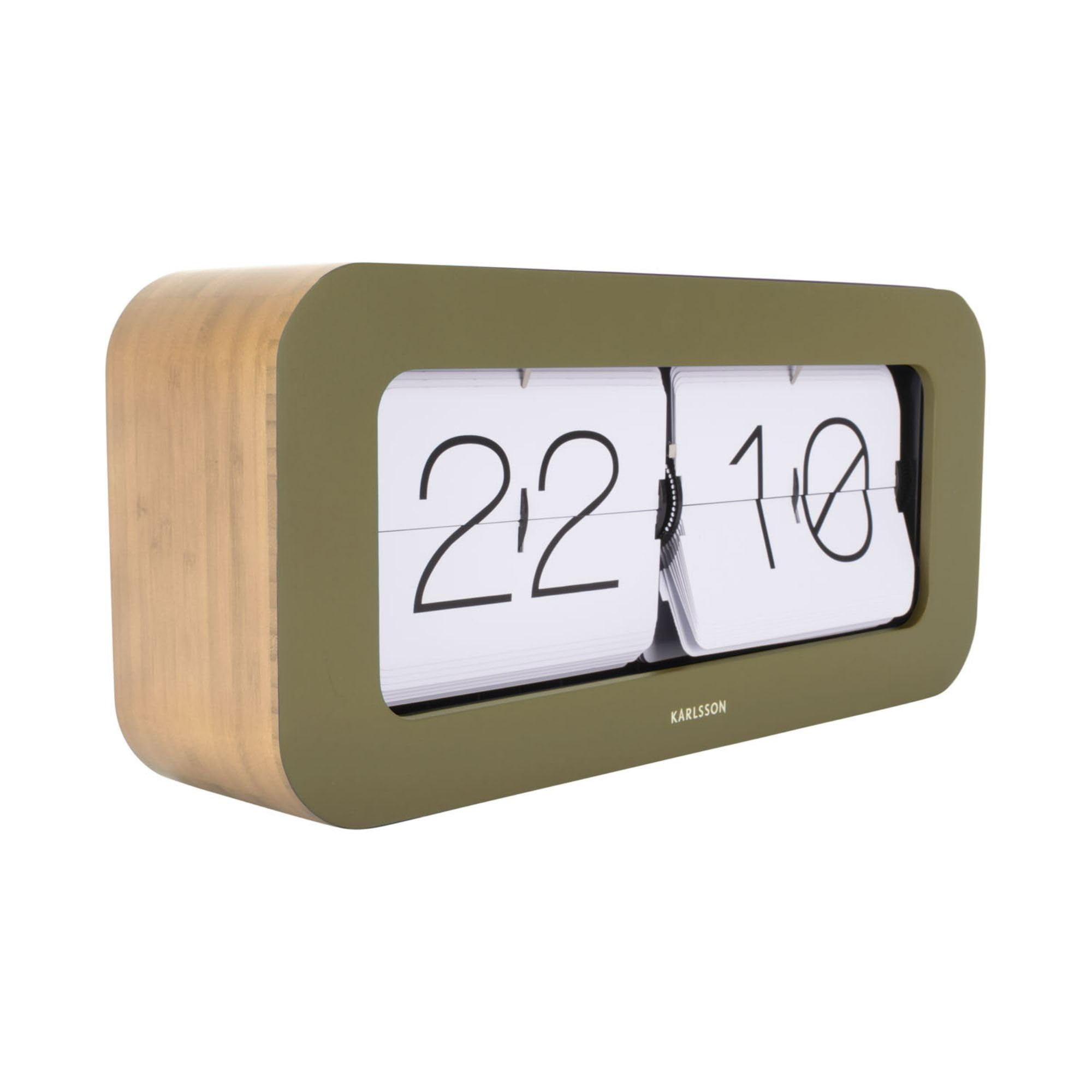 Karlsson Green Wall/Table Flip Clock Matiz Bamboo (Moss )
