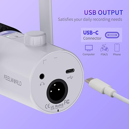Miniatura 4 de FEELWORLD PM1 XLR - Micrófono dinámico USB, regalos para grabación de podcasts, PC, computadora, juegos, transmisión en vivo, voz en off, micrófono