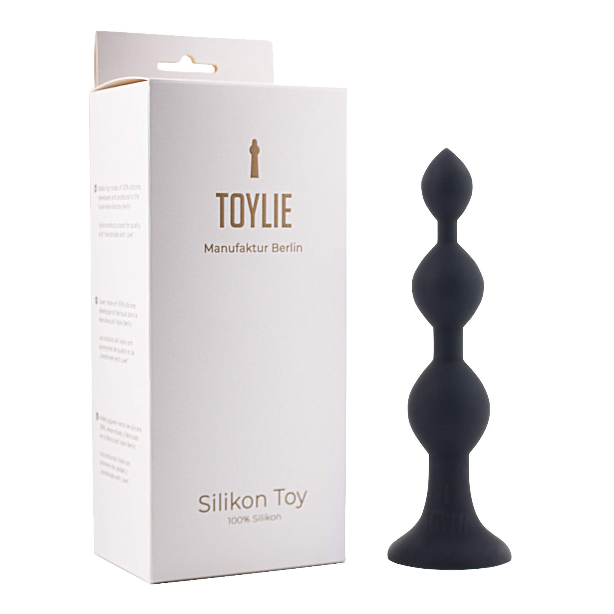 Dildo anale in silicone "Bullet", 19,5cm, nero/viola/bordeaux, dildo anale con ventosa, sfera flessibile anale per uomo e donna, giocattolo sessuale per giochi erotici anali e vaginali (nero)