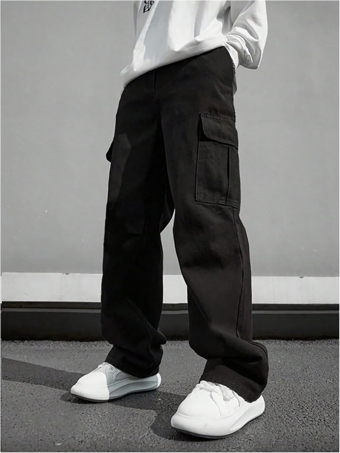 GORGLITTER Boy's Cargo Pants Baggy Wide Leg Elastic Waist Pants Trousers Bottoms with Pockets - Image 4