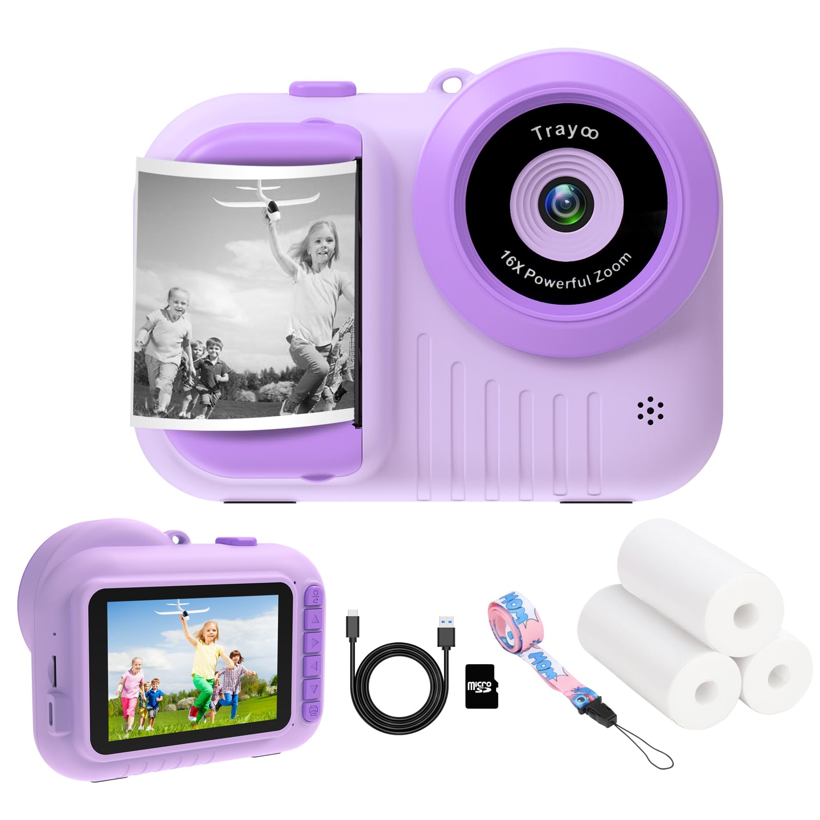 Kids Camera Instant Print, 3.5 Inch Screen Kids Digital Camera Instant, Christmas Birthday Gifts for Girls Age 3-12, Portable Toddler Camera Toy Gifts