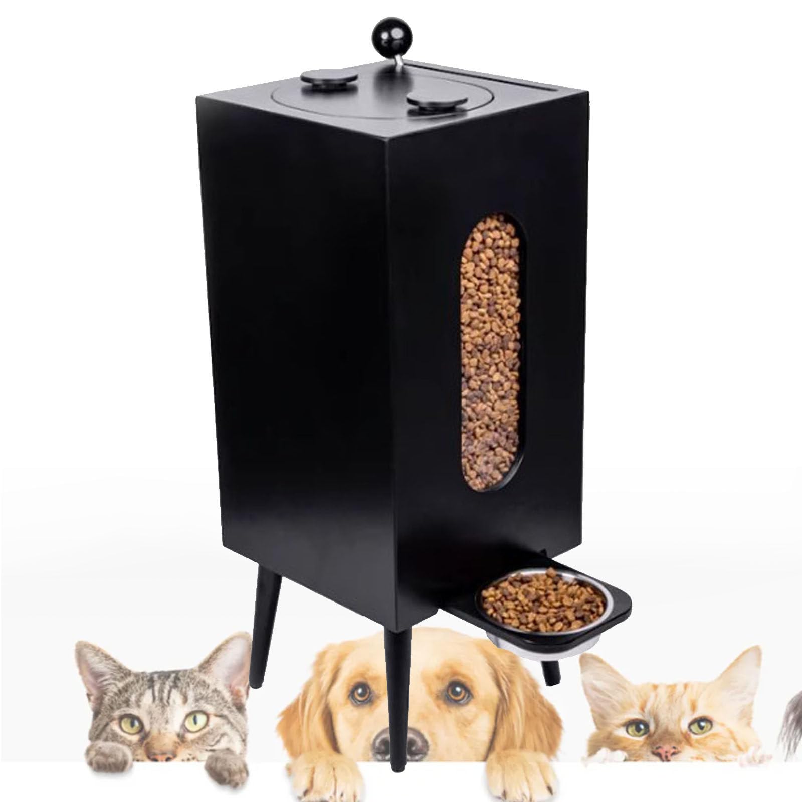 Comedero para Mascotas,Dispensador automático de Comida para Perros,Dispensador de Comida para gatos,Comedero automático para gatos,Dispensador de Comida para Perros,Black-LongLegs