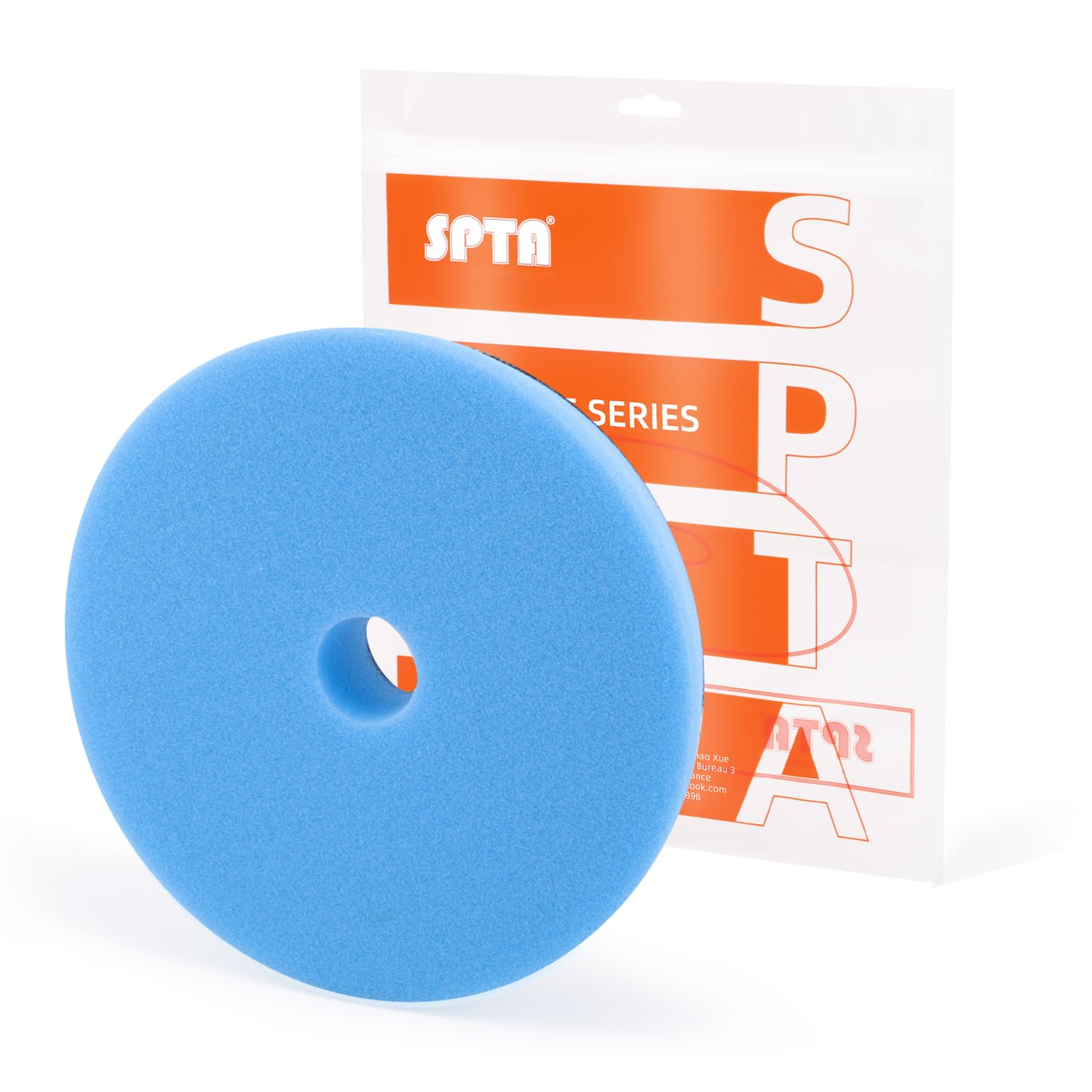SPTA Blue T60 Moderate-Cut Foam Polishing Pad, 1Pc 6.5 Inch Face for 6 Inch 150mm Backing Plate Compound Buffing Sponge Pads for Car Buffer Polisher Compounding, Polishing and Waxing -FPBFS6B