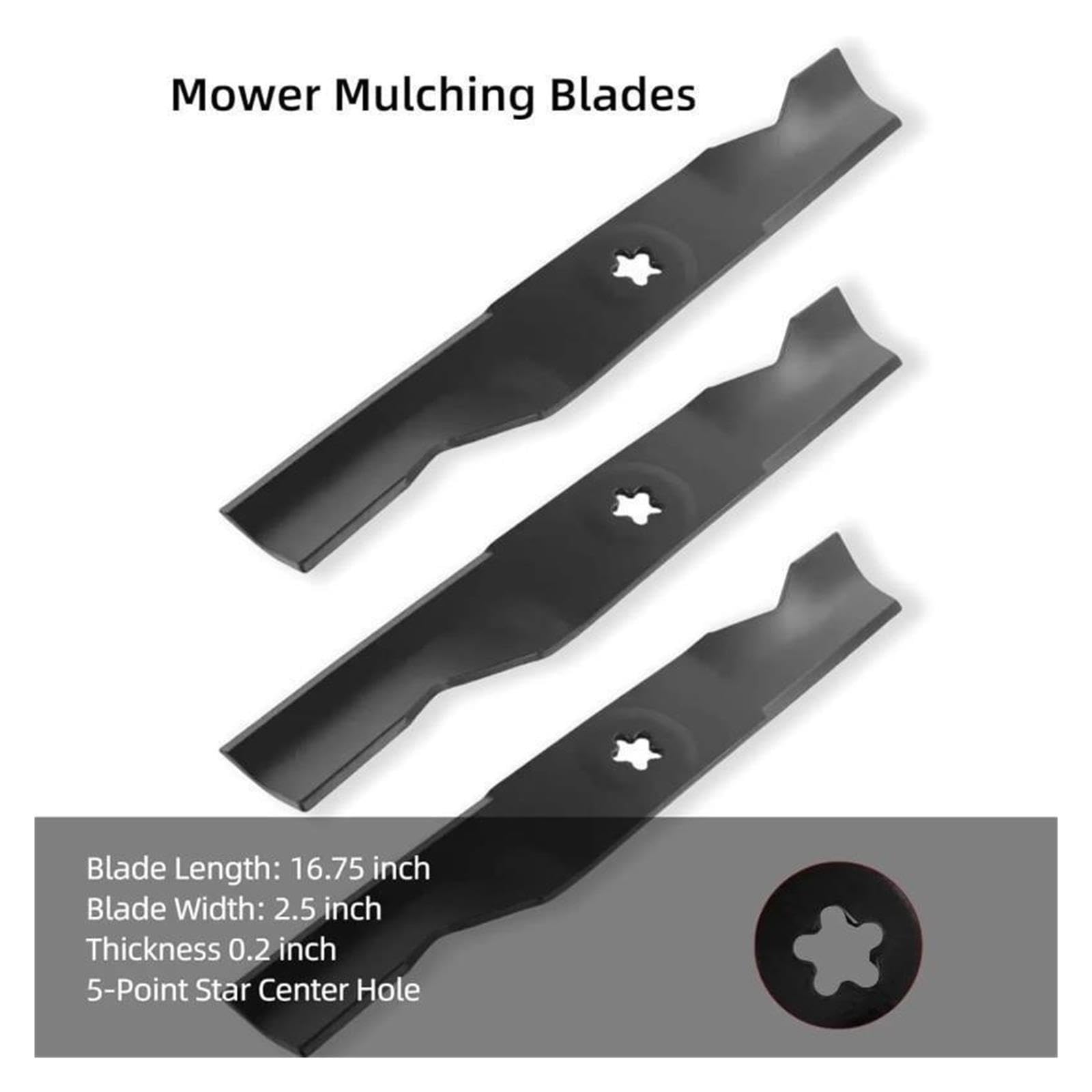 3er-Pack Rasenmäher-Hochhubmesser, Kompatibel Mit 48-Zoll-Mähdeck, AYP Husqvarna Poulan, Ersetzt 173920 180054 512258301 532180054 539107519