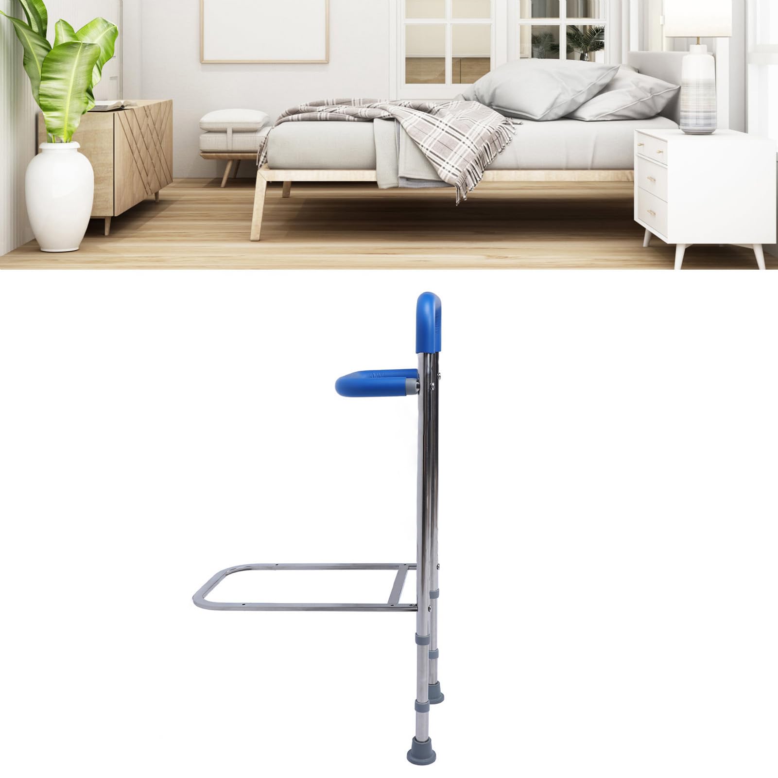 Zunate Barandilla para Cama, Acero Inoxidable 304, Barandillas de Goma para Cama, Seguridad para Adultos Mayores, Barandilla Auxiliar para Cama de Altura Ajustable, Barandillas