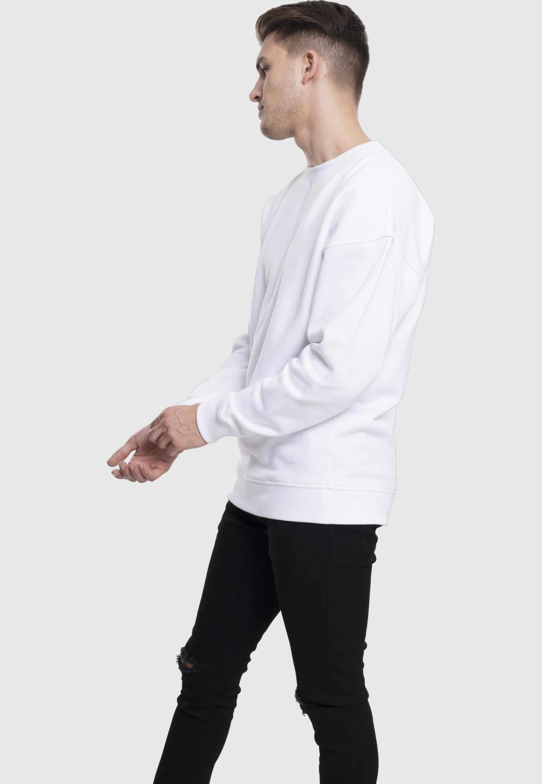 Urban Classics Basic Crewneck Hombre Camiseta Manga Larga Negro Regular