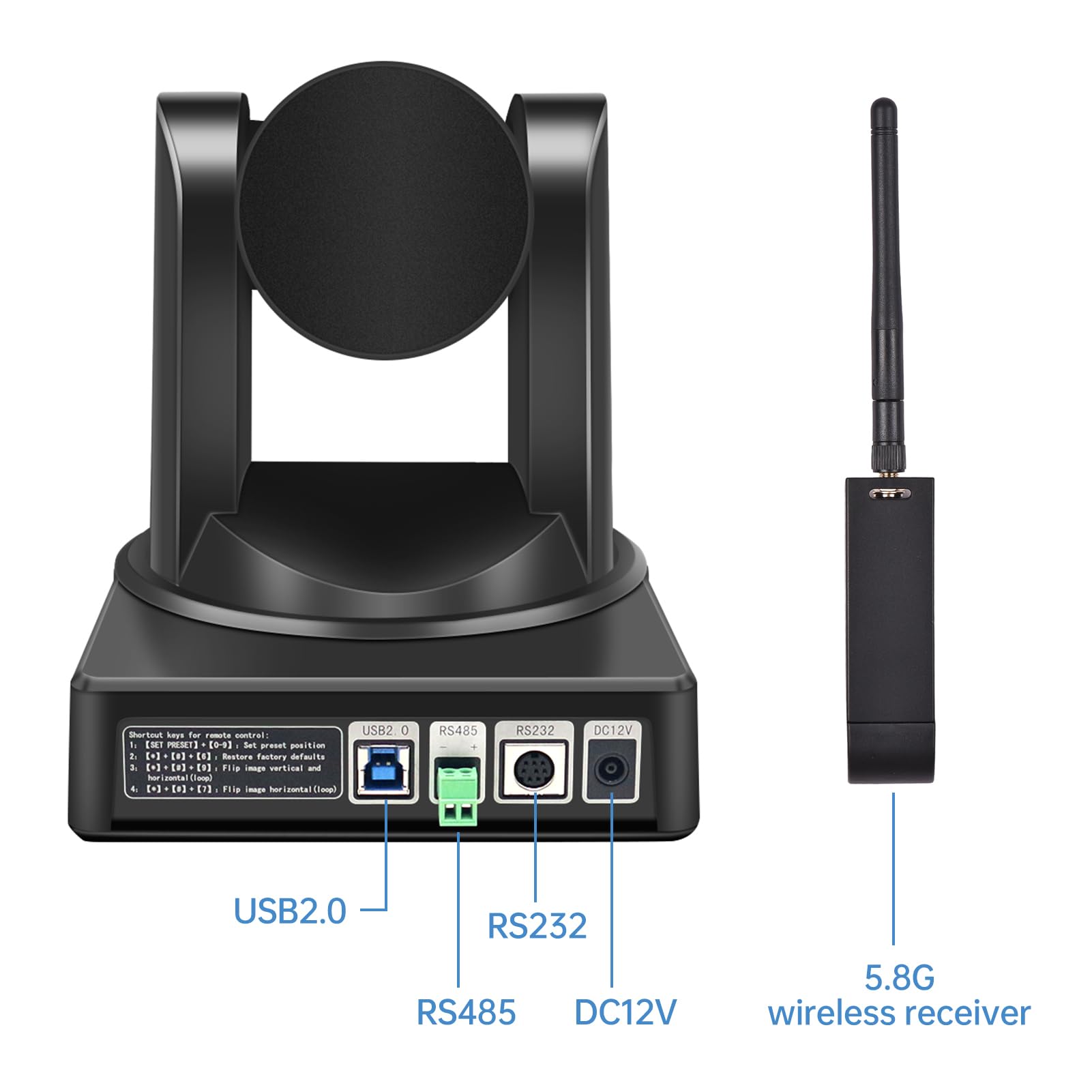 Irfora Telecamera PTZ per conferenze 4K 8MP HD Zoom Ottico 10X USB Videocamera Wireless per sala conferenze Webcam Con telecomando per riunioni Business Education