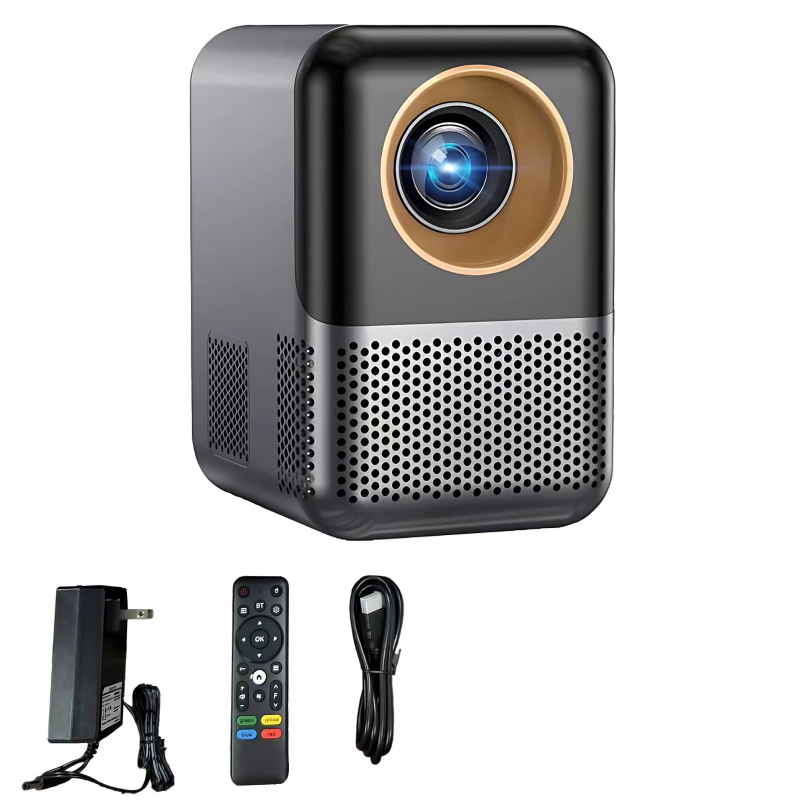 Wifi Mini Portable Projector, Wireless 1080P Smartphone Projector, Android 12 Os, Remote Control, Us Plug, Enhanced Brightness, For Home Theater, White