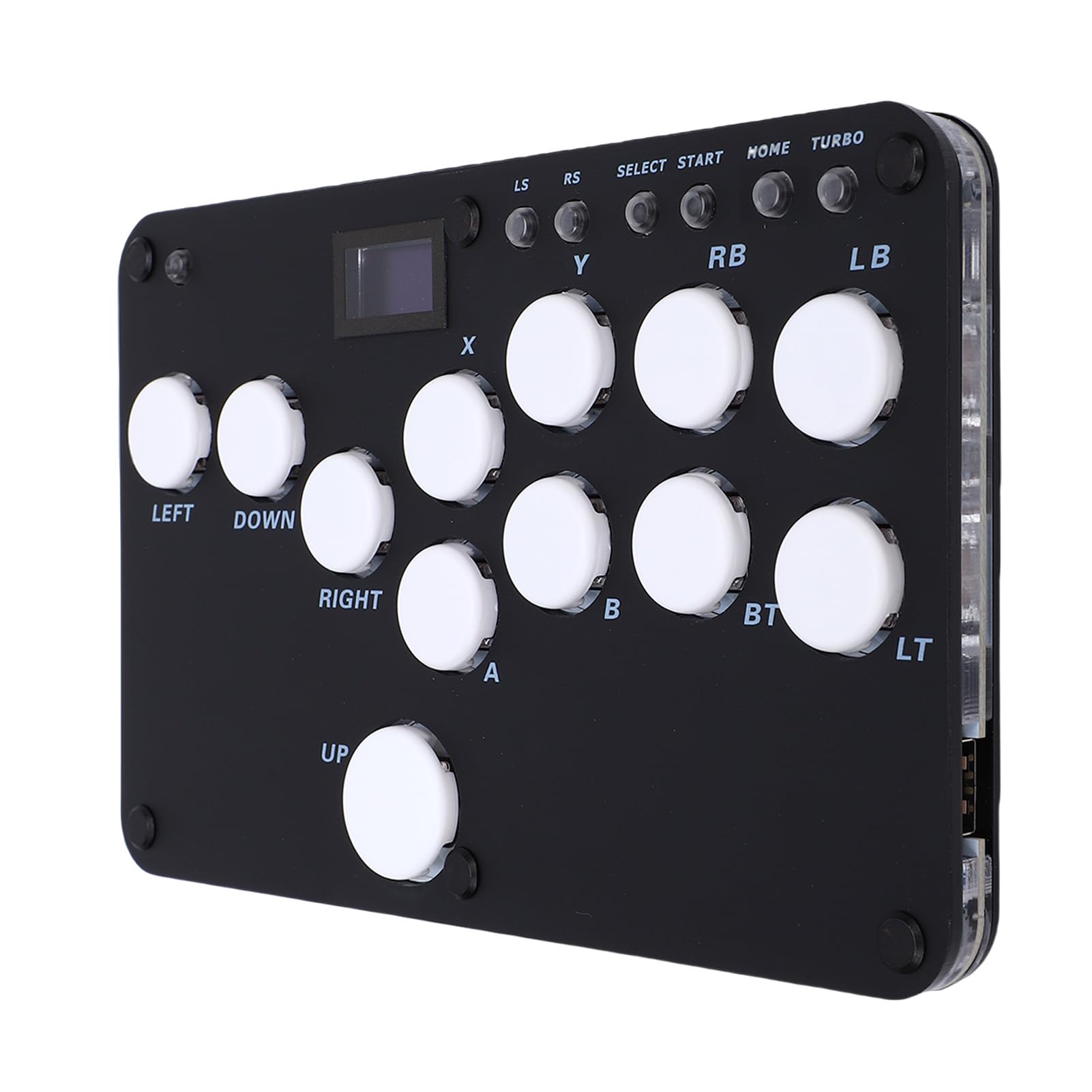 Bewinner Kontroler RGB Fighting Stick z możliwością Wymiany Podczas Pracy dla Użytkowników Konsoli i Systemu, 12 Czarnych Akrylowych Klawiszy