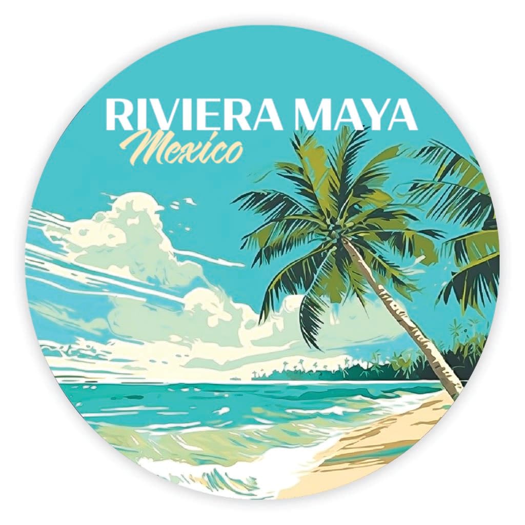 Riviera Maya Mexico Design C Souvenir Round Decorative Flat Magnet 2-Inch
