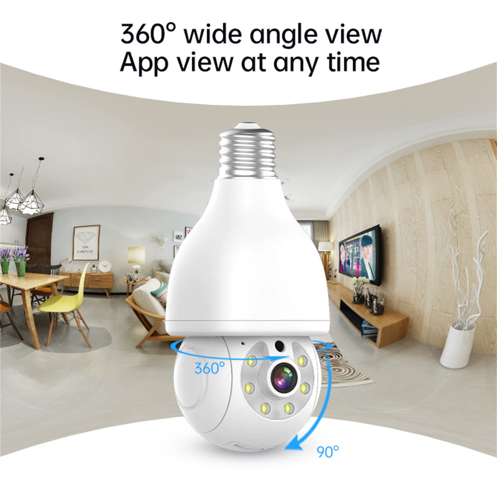 3MP E27 Ampoule Caméra WiFi Caméra De Surveillance Intérieure Full Color Vision Nocturne Suivi Automatique Moniteur De Sécurité, Voix Bidirectionnelle, Alarme Son Et Lumière