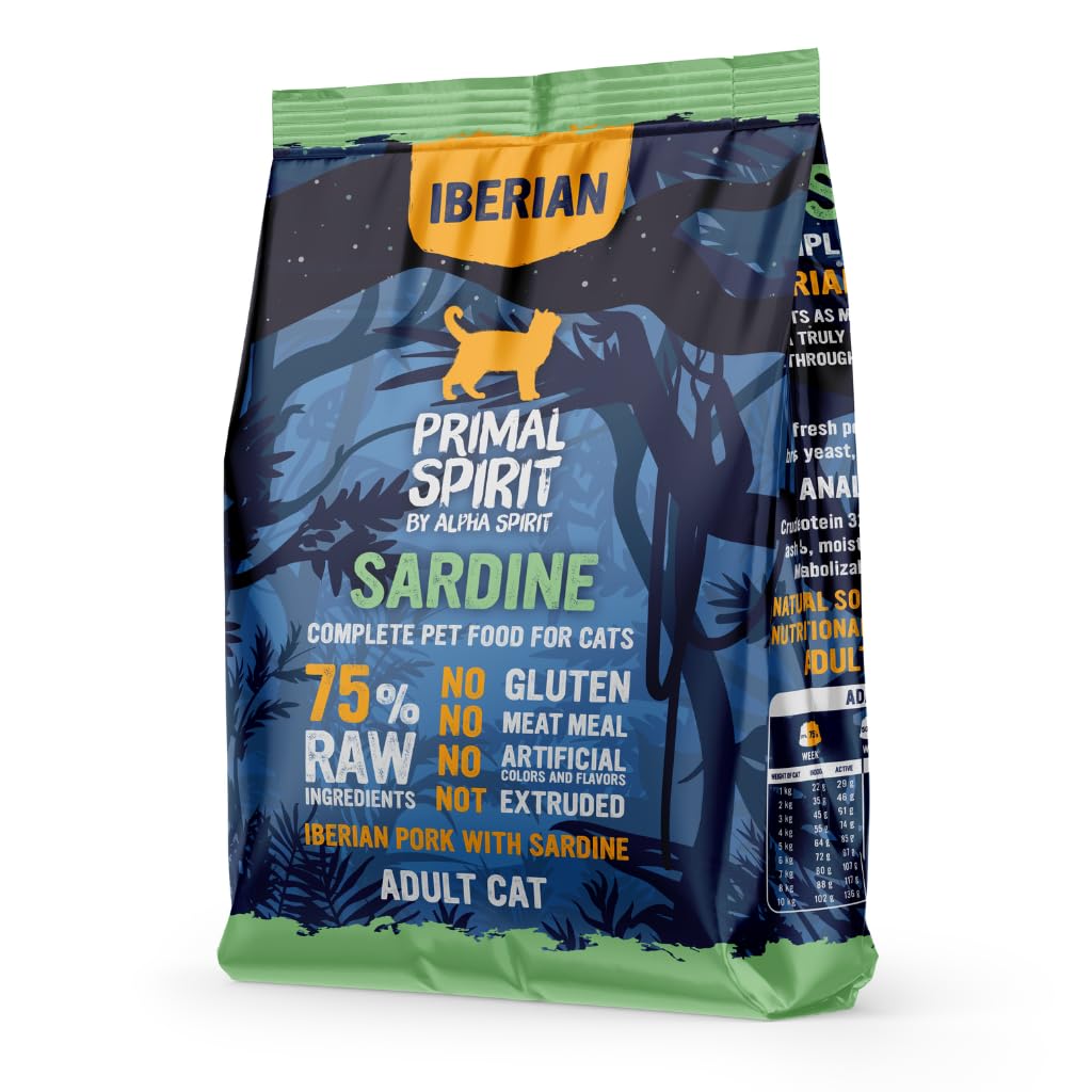 Primal Spirit Iberian Sardine Complete Dry Cat Food for Sterilised Cats | Multi-Protein | High Nutritional Values | Suitable For All Cat Breeds