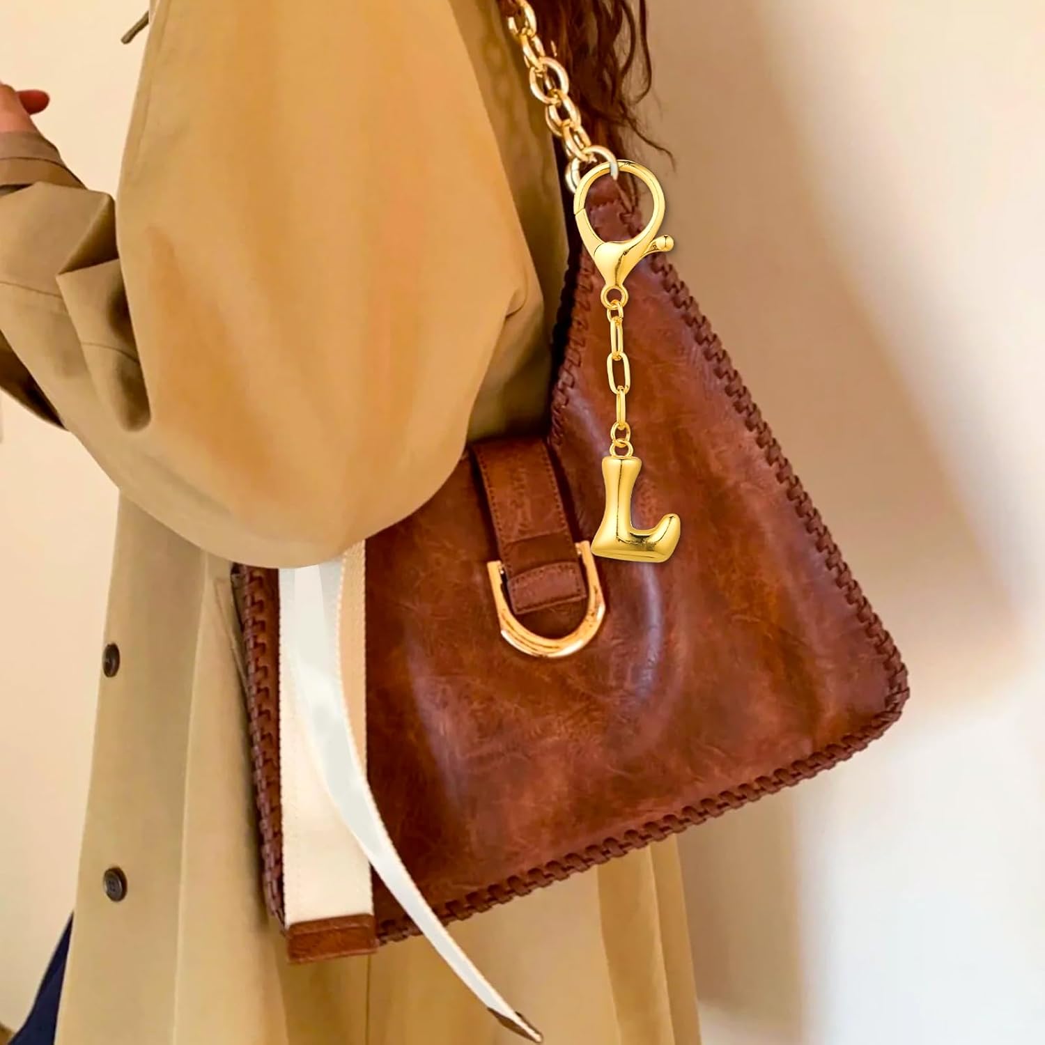 VICKHU Gold Plated Bubble Initial Letter Cute Keychain for Women Car Key Purse Decorative Keyring Handbag Charms Fashion - Image 3