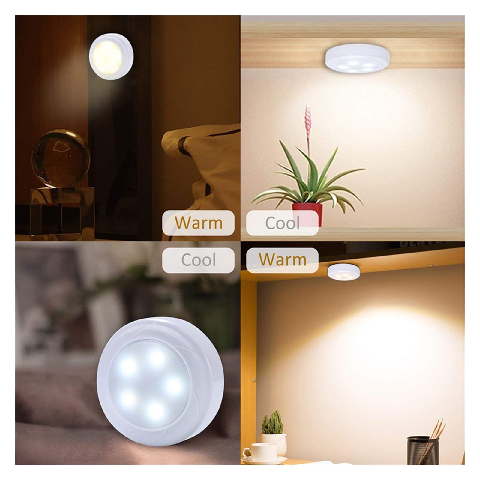Dimmbare 10 LED-Unterschrankleuchte, Touch-Sensor, Warm + Weiße Fernbedienung, For Innenlampe, Schrank, Küche, Toilette, Nachtlicht Bewegungsmelder(1 Controller 3 lamp)