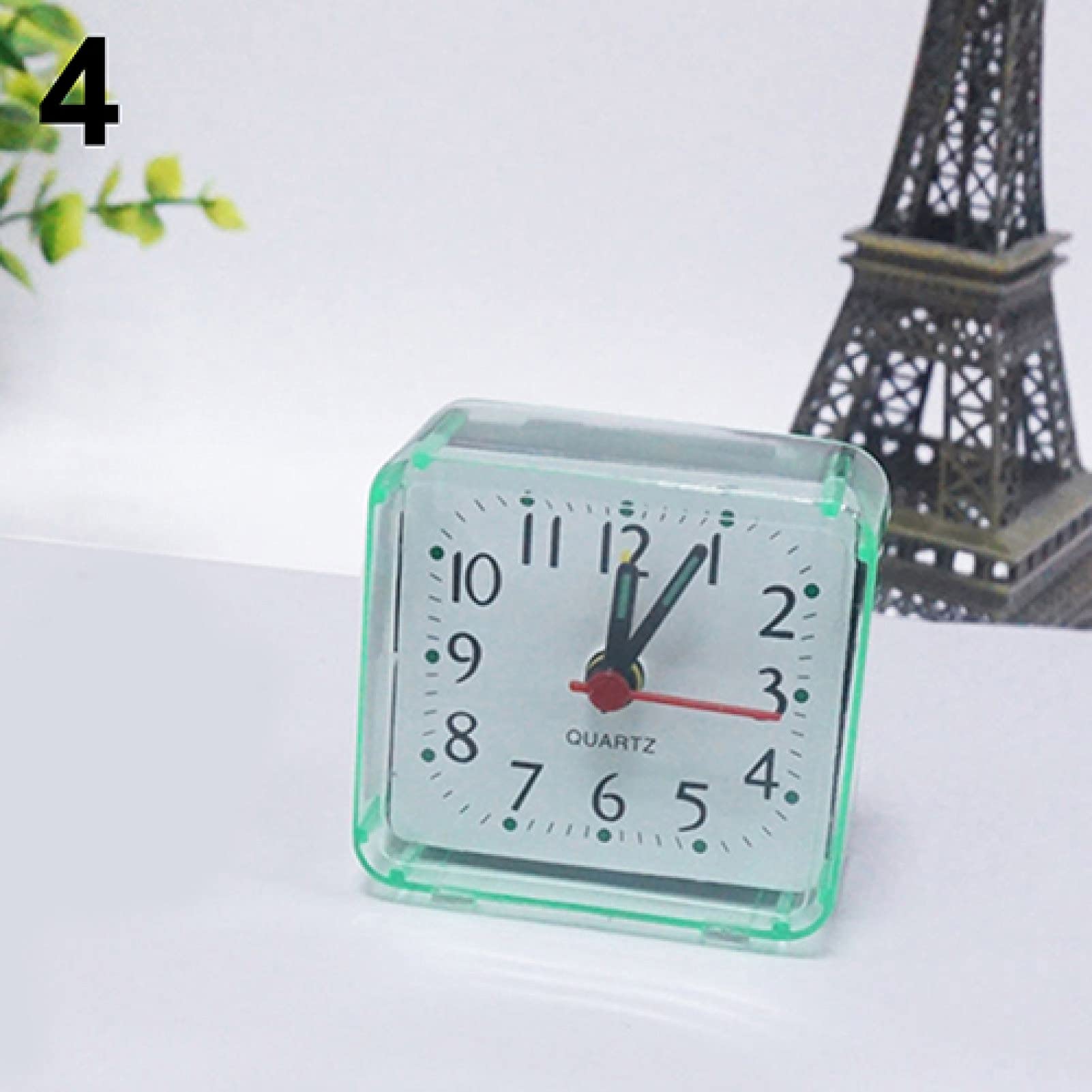 ulafbwur Alarm Clocks Bed Travel Mini Portable Compact Square Quartz Table Silent Alarm Clock Decor for Bedroom Green