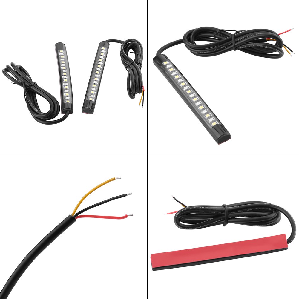 Keenso 17 bandes lumineuses LED SMD flexibles universelles 2 x 12 V Feux de freinage de voiture Clignotant Feu Arrière Bande lumineuse pour Moto Vélo VTT Voiture RV