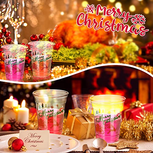 50 Pcs Christmas Party Cups 12 Oz Disposable Xmas Plastic Cups Clear Christmas Coffee Cups Christmas Party Supplies For Merry Christmas Beer Ice Cream Party Decorations (Elk) #TOP6