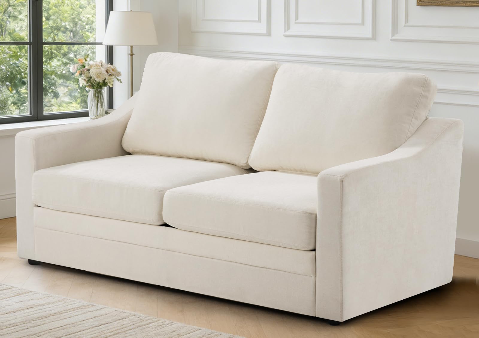 67” Chenille Loveseat Sofa w/Comfortable Back Cushions, Beige