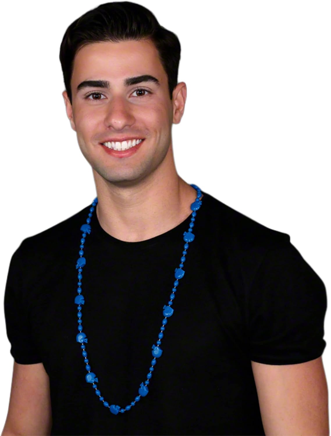 Football Helmet Bead Necklaces Non Metallic Blue Pack of 12