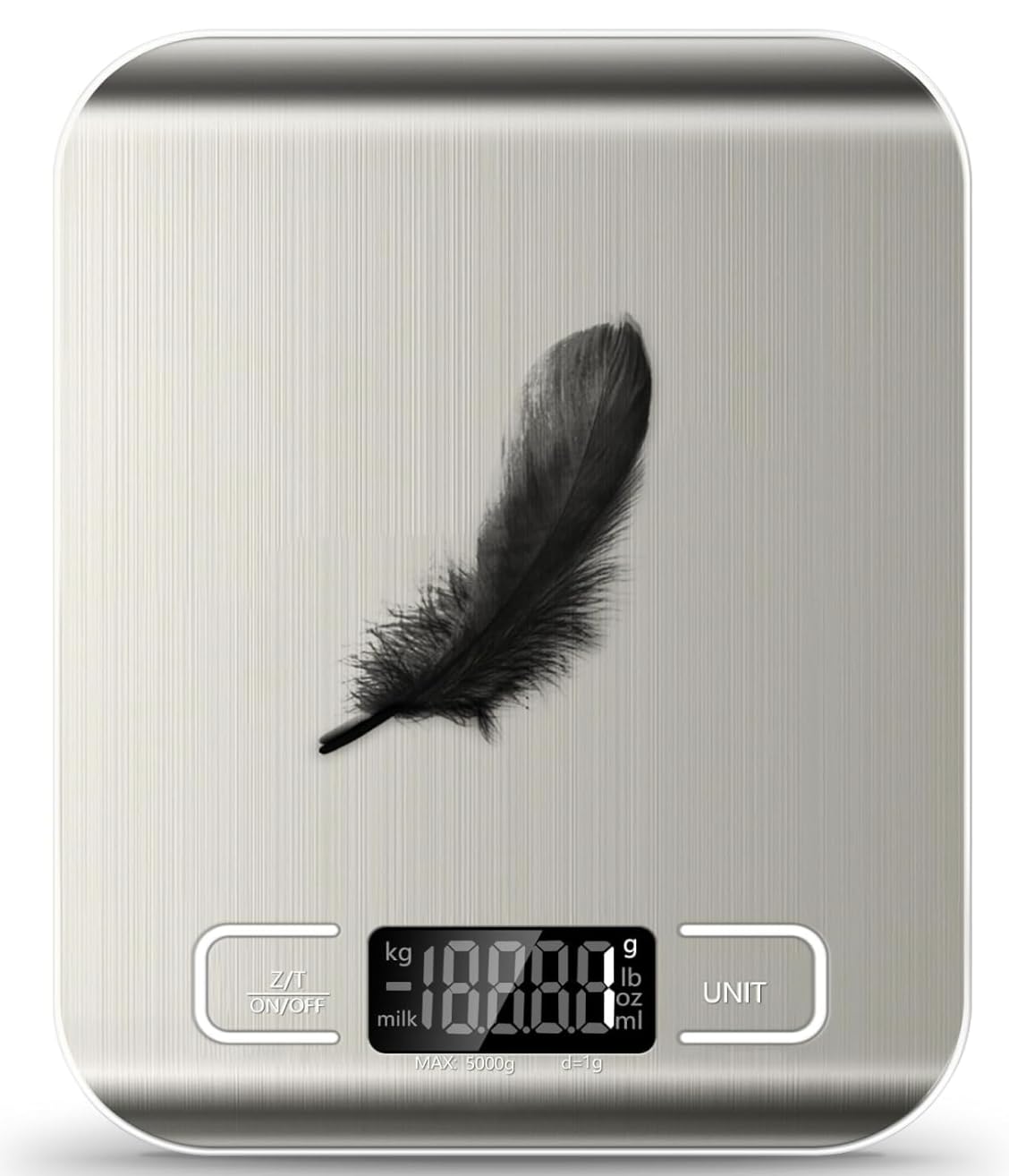 Food Scale, 11lb Kitchen Scale with 6 Units Tare Function & LCD Display, 0.05oz/1g Stainless Steel Digital Food Scale Grams and Ounces for Baking, Cooking, Dieting and Meal Prep (Batteries Included)