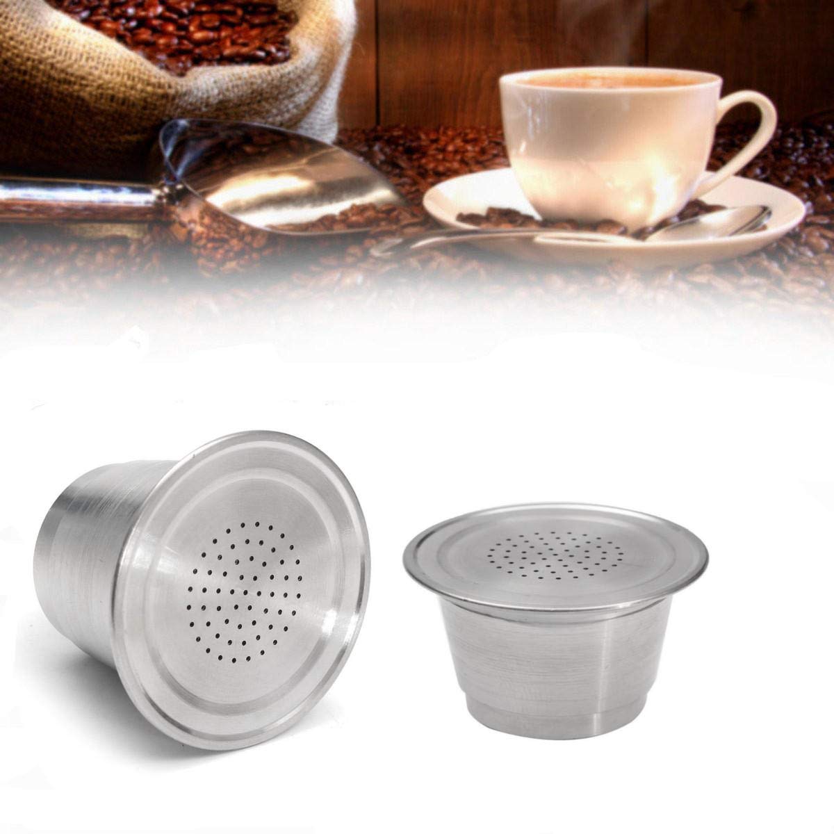 KingLan Taza De Cápsula De Café Recargable De Acero Inoxidable Reutilizable para Cafetera Nespresso