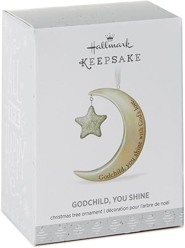 Miniatura 6 de Hallmark Recuerdo 2017 Godchild - Adorno navideño de porcelana con fecha de luna y estrellas