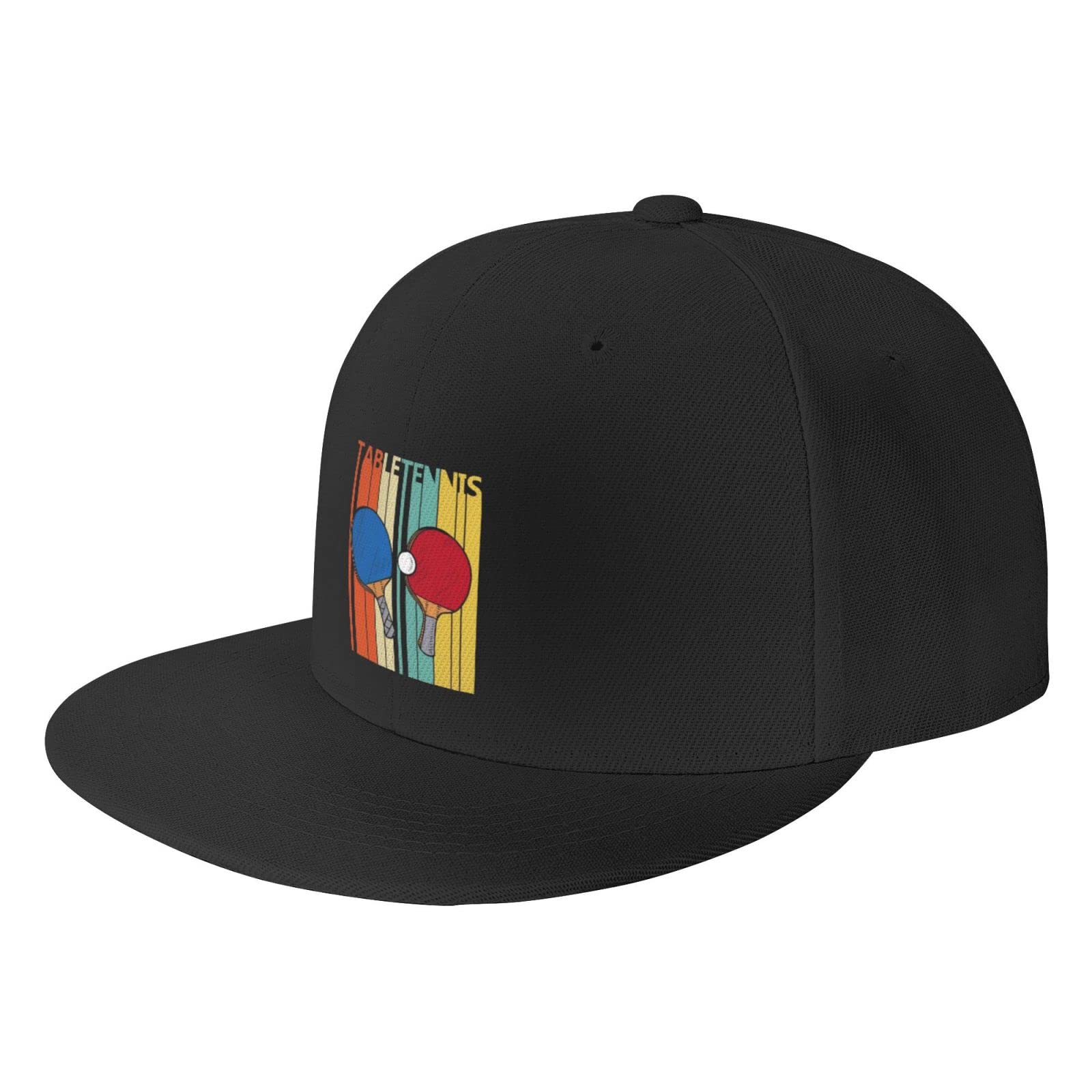 RFSHOP Table Tennis Retro Trucker Hat,Flat Bill Caps Baseball Cap Dad Hat for Men Women Black