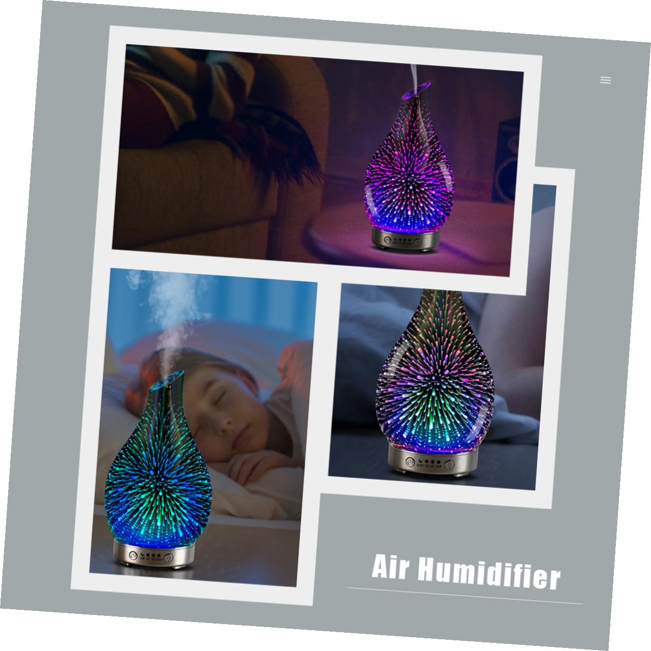 Difusor de Aromaterapia 3D de Vidrio Púrpura para Oficina