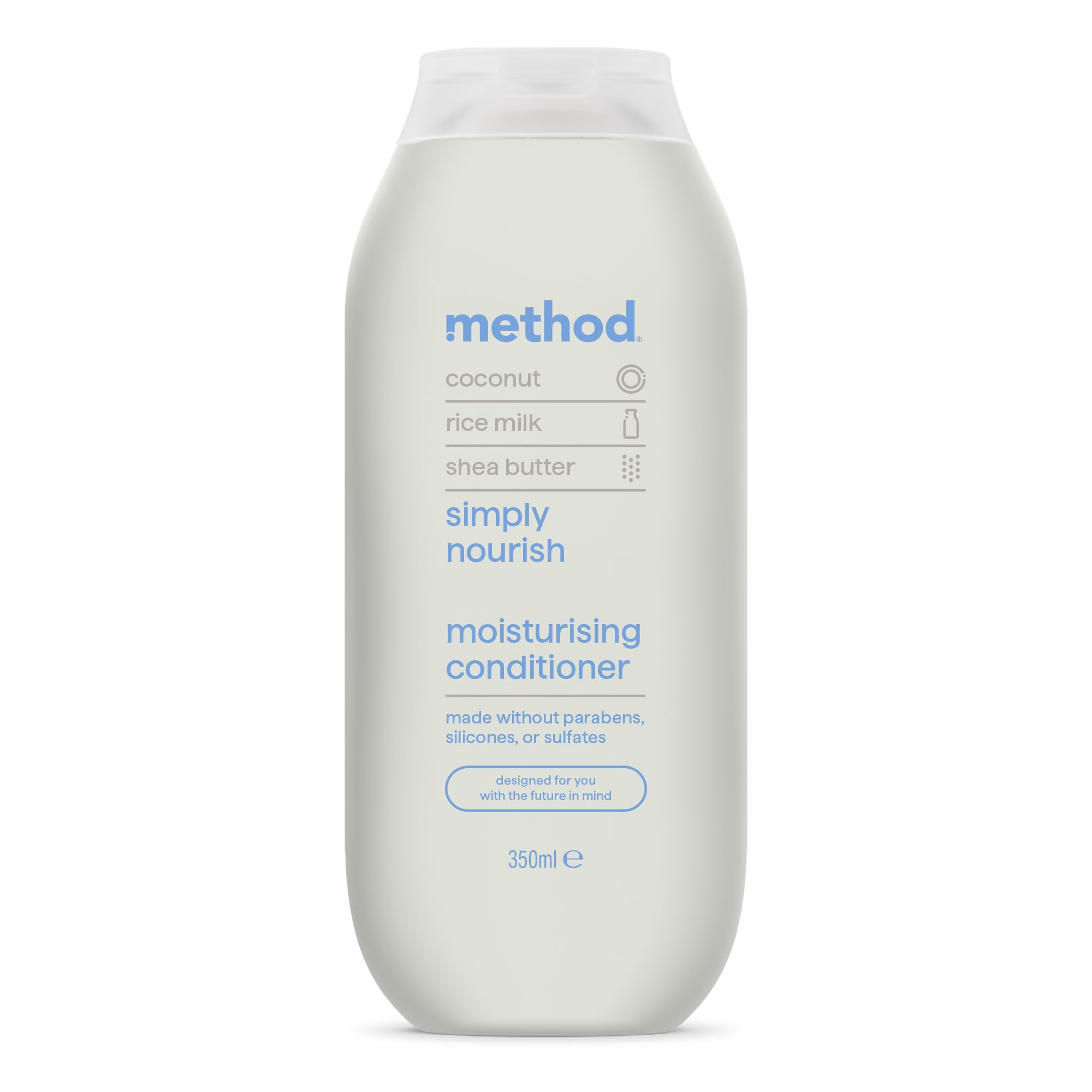 Method Moisturising Conditioner, Simply Nourish, Coconut, Rice Milk & Shea Butter Scent, Sulphate-Free, 350ml