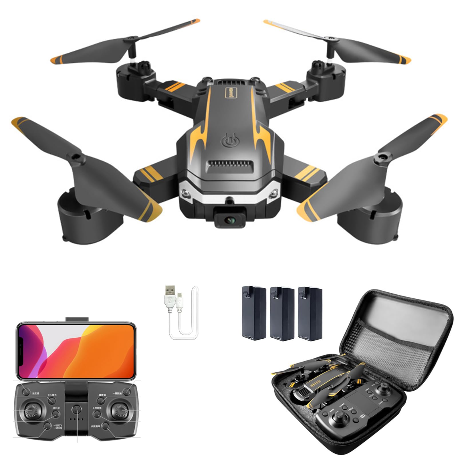 Dual Camera Unmanned Aerial Vehicle 1080p HD FPV Camera Drones, Folding Aerial Drone Wifi Remote Control Image Transmission HD Aerial Photography Aircraft Remote Control Gift