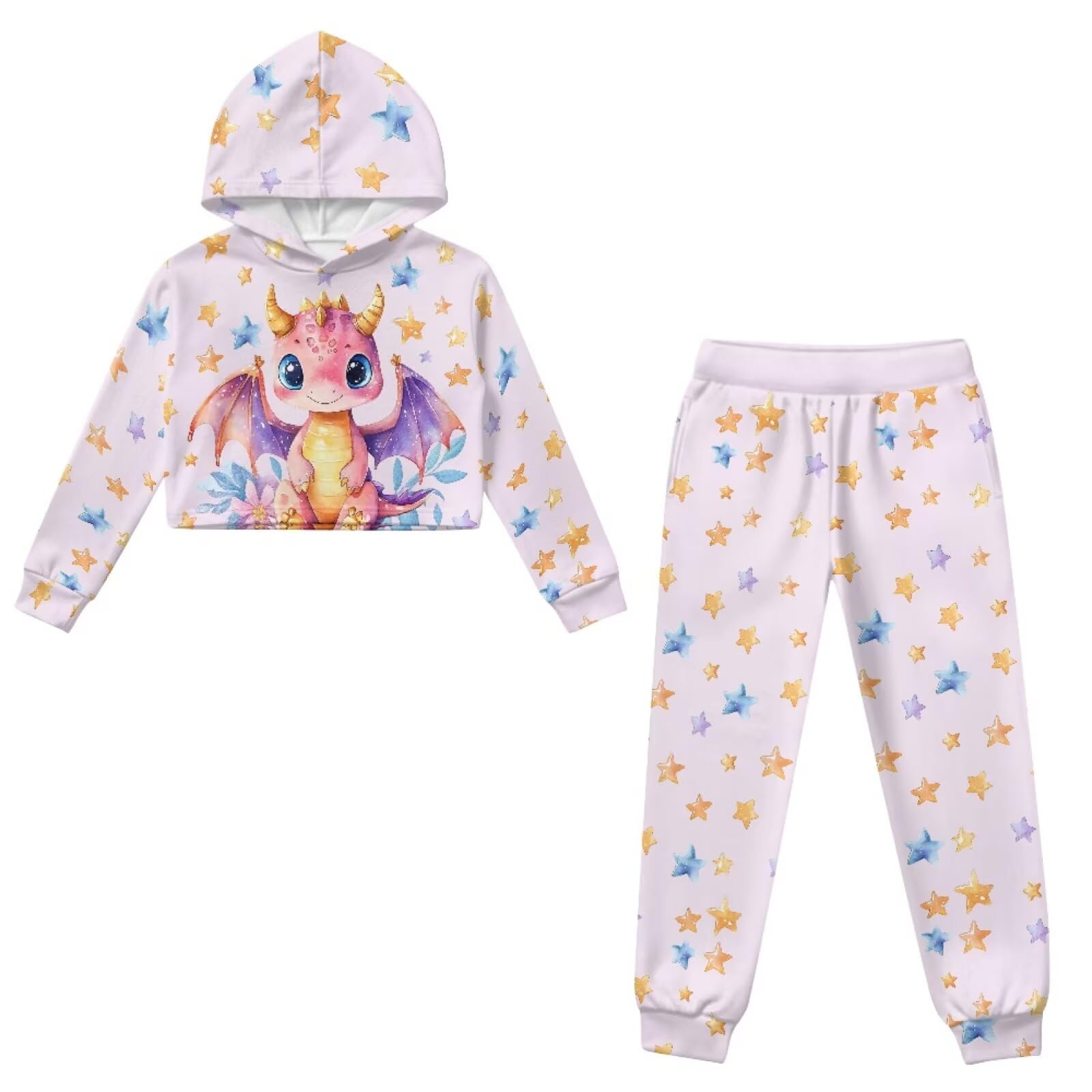 Dziewczęcy dres treningowy, 2-częściowy strój do zabawy, crop top, bluza z kapturem, dla dziewczynek, zestaw sportowy